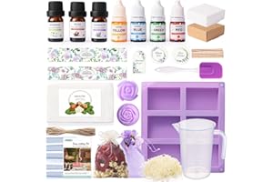 Aoibrloy Soap Kits Making for Adults Beginner with Instructions, Natural Soap Making Kit with 1.1 lbs. Shea Butter Soap Base, 3 Silicone Soap Mold, Dried Flowers, 4 Essential Oil, 4 Colors, 15 Labels
