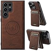 PASNEW Wallet Case for Samsung Galaxy S23 Ultra Card Holder,[Compatible with Magsafe Wireless Charging] Leather Shockproof Protection S23Ultra Shell with RFID Shield,6.8 inch,Brown