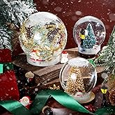 Sliner 22 Pcs Christmas Snow Globe Craft DIY Plastic Snow Globe 20 Pcs 4" 3" Clear Empty Water Globes with Screw Off Cap 2 Bags White Glitter Fillable Snows for DIY Crafts Xmas Home Decorations