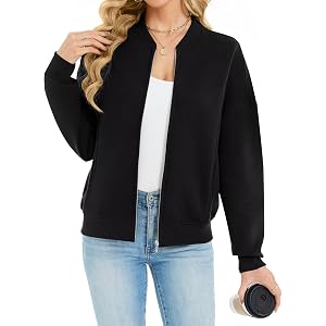 Tenbird Womens Sweatshirt Cardigan Casual Fleece Zip Up Jacket with Pockets | Side Pockets, Full Zip Up, Long Sleeve, Fleece