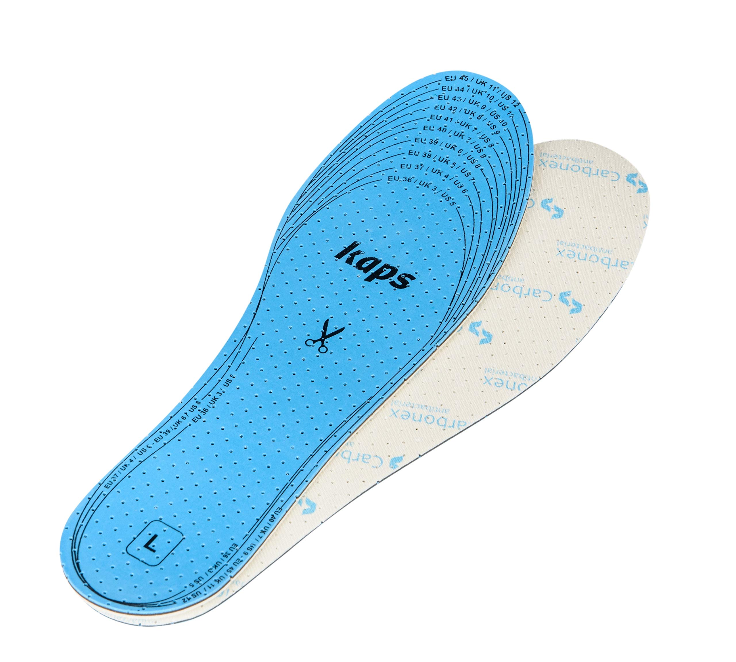 Cut to Fit Cut to Size Next Generation Anti-Bacterial Odour Killing Shoe Insoles Inserts – Ultra-Fresh Technology with Octylisothiazolinone - Kaps Fresh Carbonex