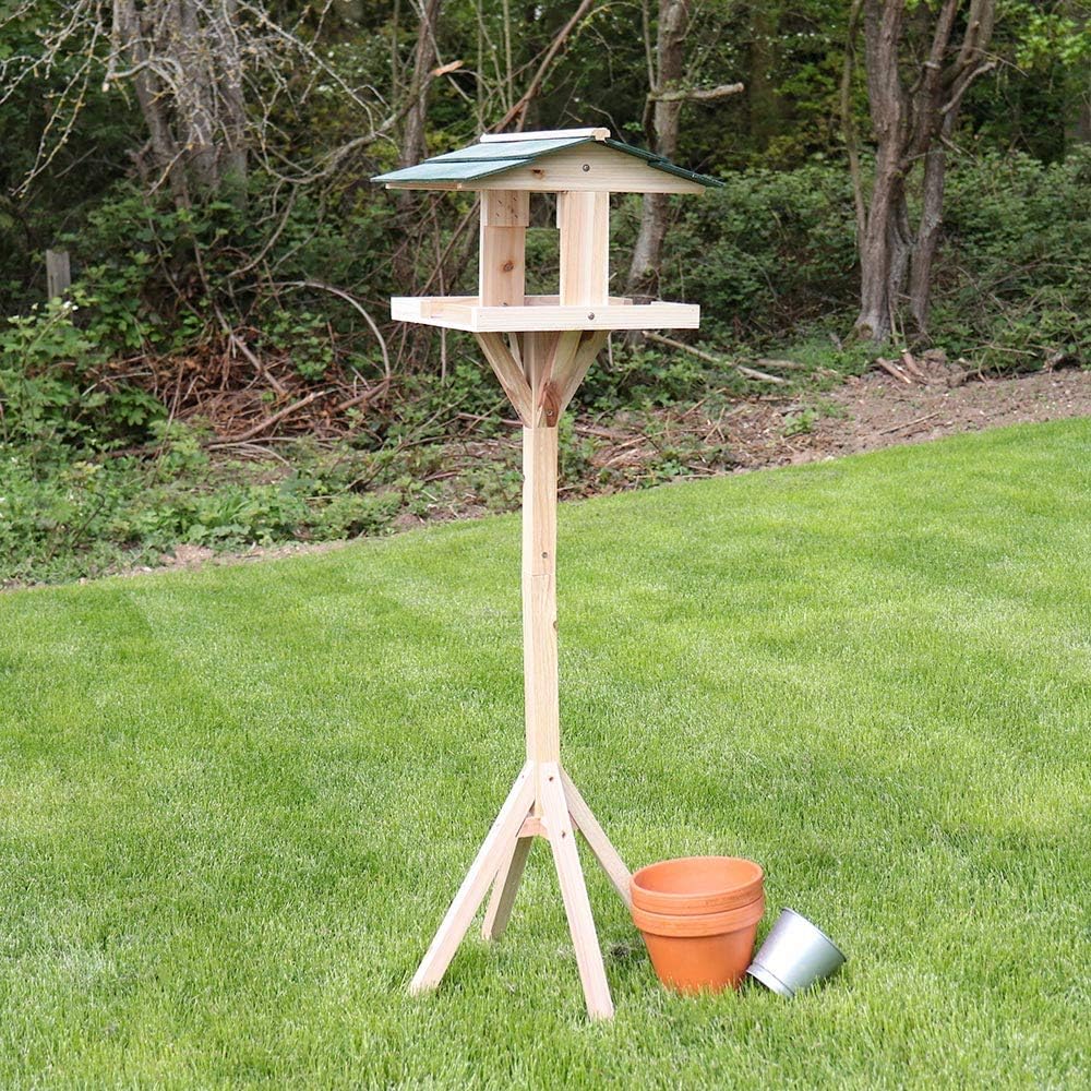 Kingfisher Bf009 Traditional Wooden Bird Feed Table With Green
