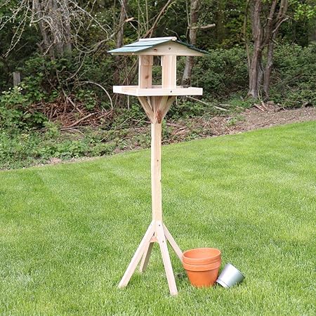 Kingfisher Bf009 Traditional Wooden Bird Feed Table With Green