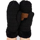 C.C CC Super Thick Fuzzy Fleeced Lined Warm Winter Knitted Mittens Gloves
