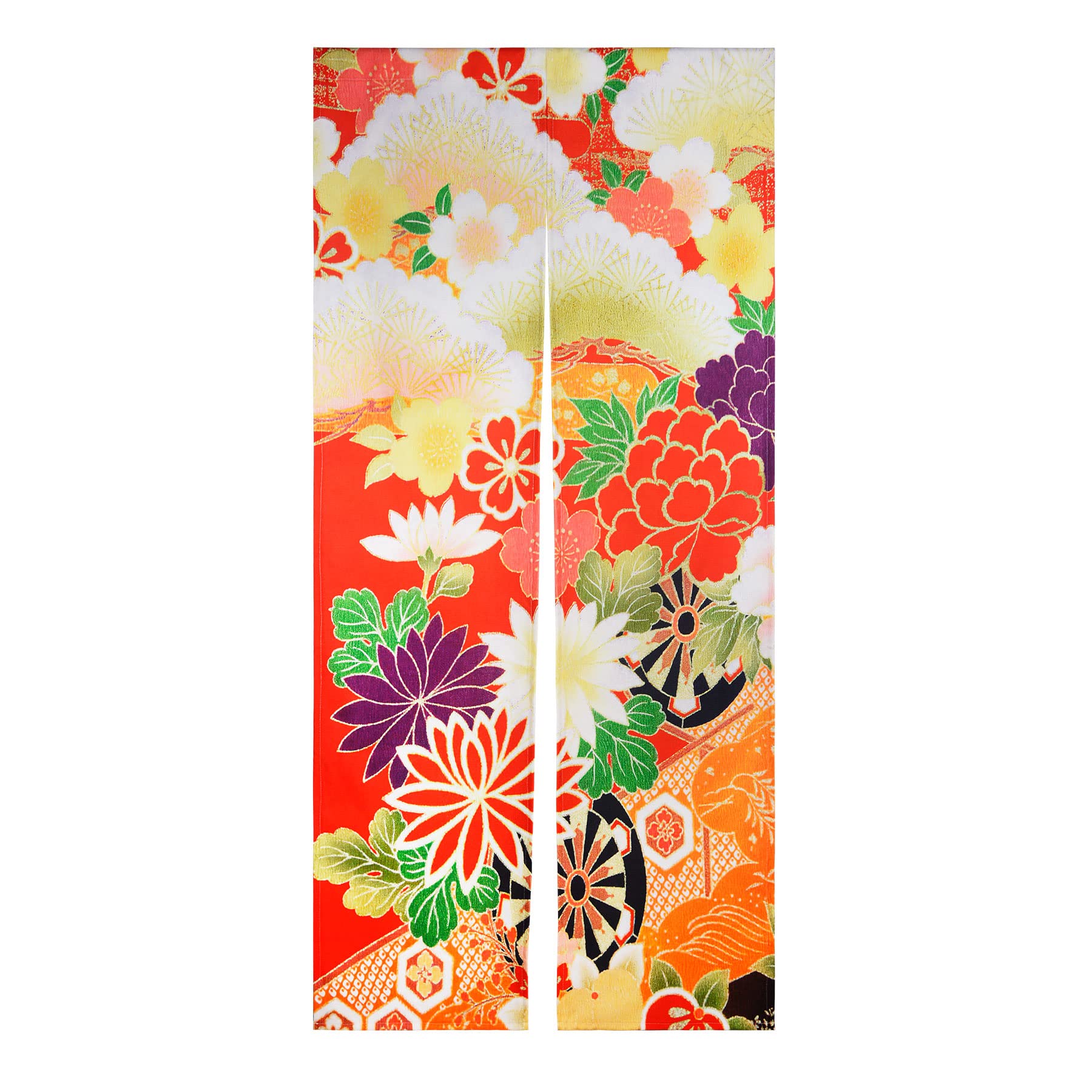 LIGICKY Japanese Style Doorway Curtain Noren Cotton Linen Retro Flowers Printed Window Treatment Hanging Door Tapestry for Home Decoration 85 x 180 cm, Colourful