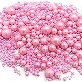 Weraru Edible Pink Pearl Sugar Sprinkles Candy Mixing Size Baking Edible Cake Decorations Cupcake Toppers Cookie Decorating Celebrations Wedding Shower Party Chirstmas Supplies 130g/ 4.5oz