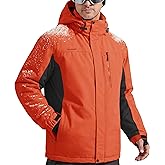 FREE SOLDIER Men's Waterproof Ski Snow Jacket Fleece Lined Warm Winter Rain Jacket with Hood Fully Taped Seams