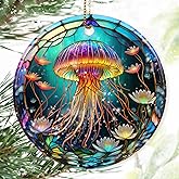 Colorful Ceramic Jellyfish Christmas Ornament, Jellyfish Ornaments for Christmas Tree, Holiday Decorations, Christmas Decor, Gifts for Jellyfish Lovers, Christmas Ornament Gift Ideas