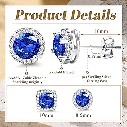 Hayoso Cubic Zirconia Stud Earrings for Women Men