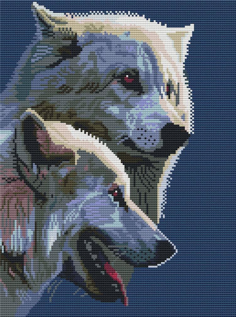 Abillyn Embroidery Cross Stitch Kits Two Wolf Stamped with Printed Pattern Starter Kit (Two Wolf)