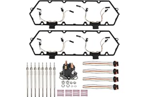 FGJQEFG Injector Glow Plug Harnesses + Valve Cover Gaskets + Relay Solenoid Compatible with 94-97 7.3L Ford F250 E350 Powerstroke Diesel Replace F4TZ12A342BA F4TZ-9D930-K F4TZ-6584-A F81Z-12B533-AC