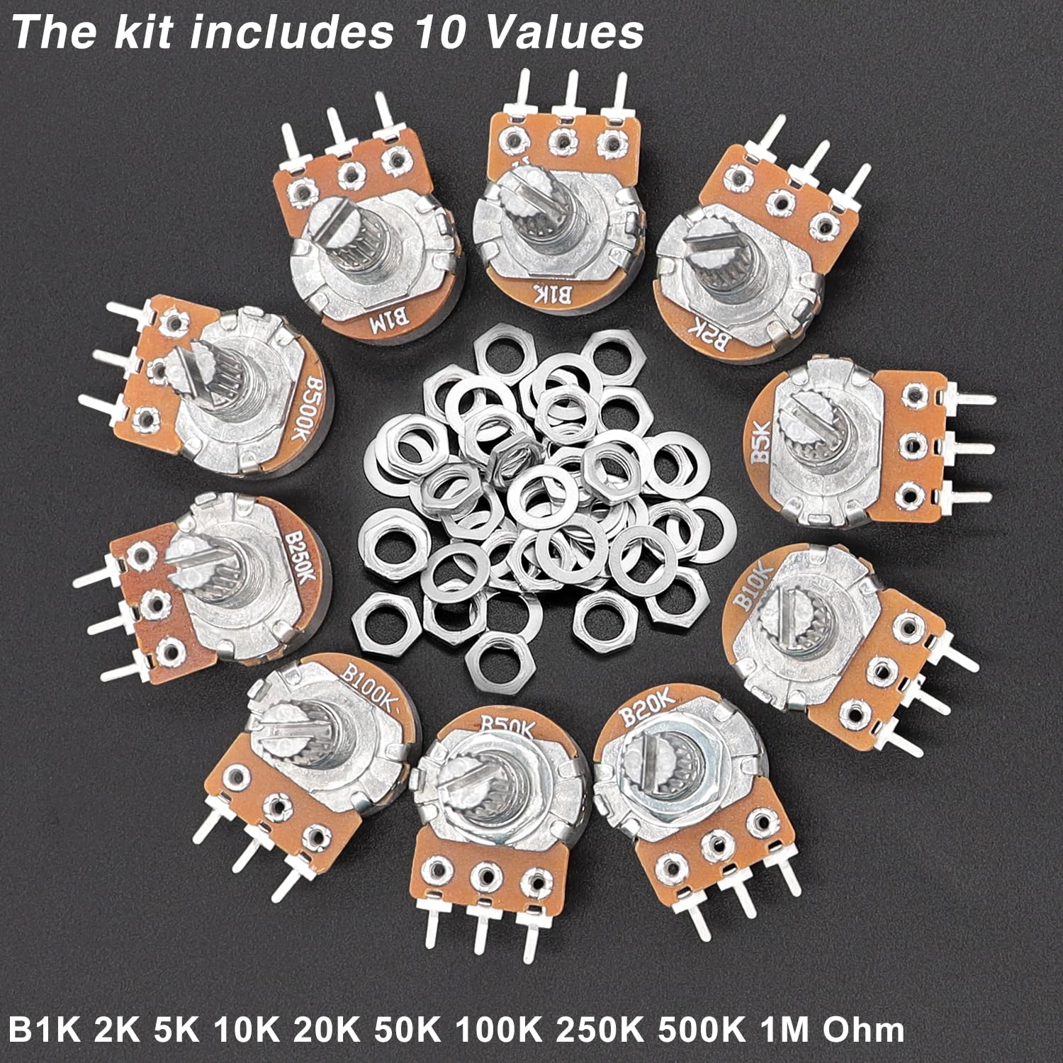 Mua Taiss 40PCS Potentiometer Kit with Rotary knobs,WH148 B1K 2K 5K 10K ...