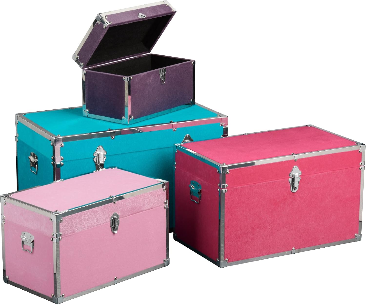 Premier Housewares Fur Effect Storage Trunks - Set of 4, Multi-colour