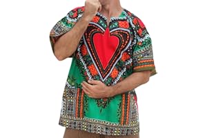 RaanPahMuang Brand Unisex Bright African Classic Dashiki Cotton Men Women Shirt