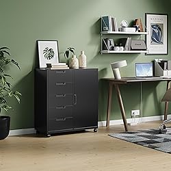 Letaya 5 Drawer Storage Cabinet, Mobile Printer