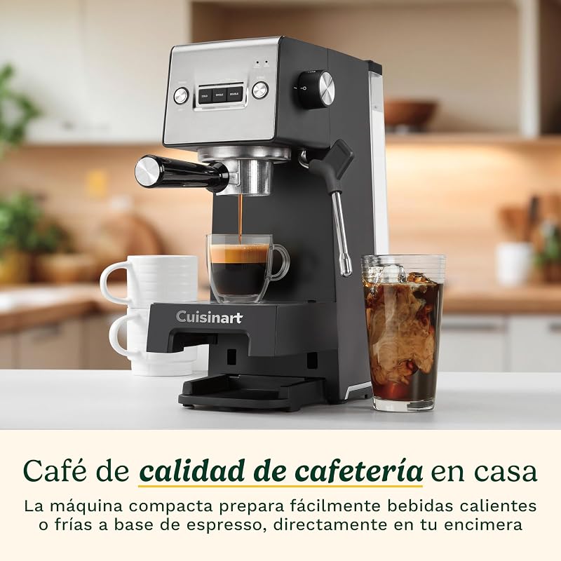 ® Máquina de Espresso Slim | Espresso, Americano, Cold Brew | Vaporizador de leche | 15 bares | Portafiltro sin fondo | Compacta | 1,5L | Tazas de viaje
