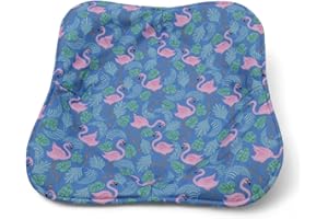 HOT POT HOLDER Microwave Plate Holder - Cotton Fabric Large Bowl Cozy in Novelty Print (Flamingos on Blue)