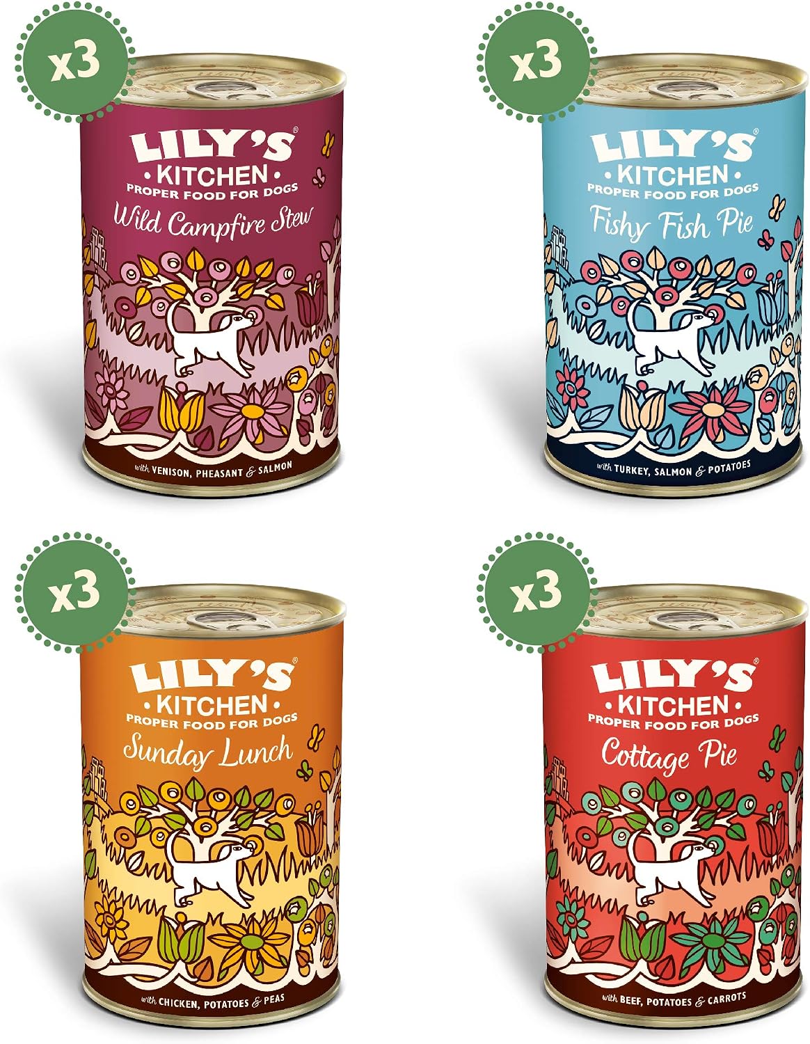 Lily's Kitchen Natural Adult Wet Dog Food Tins Grain-Free Recipe Variety Pack 12x400g, red, 400 g (Pack of 12) - Image 3