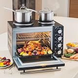 Cooks Professional Mini Portable Oven 28L with Hobs & Timer - Black/Silver view 6