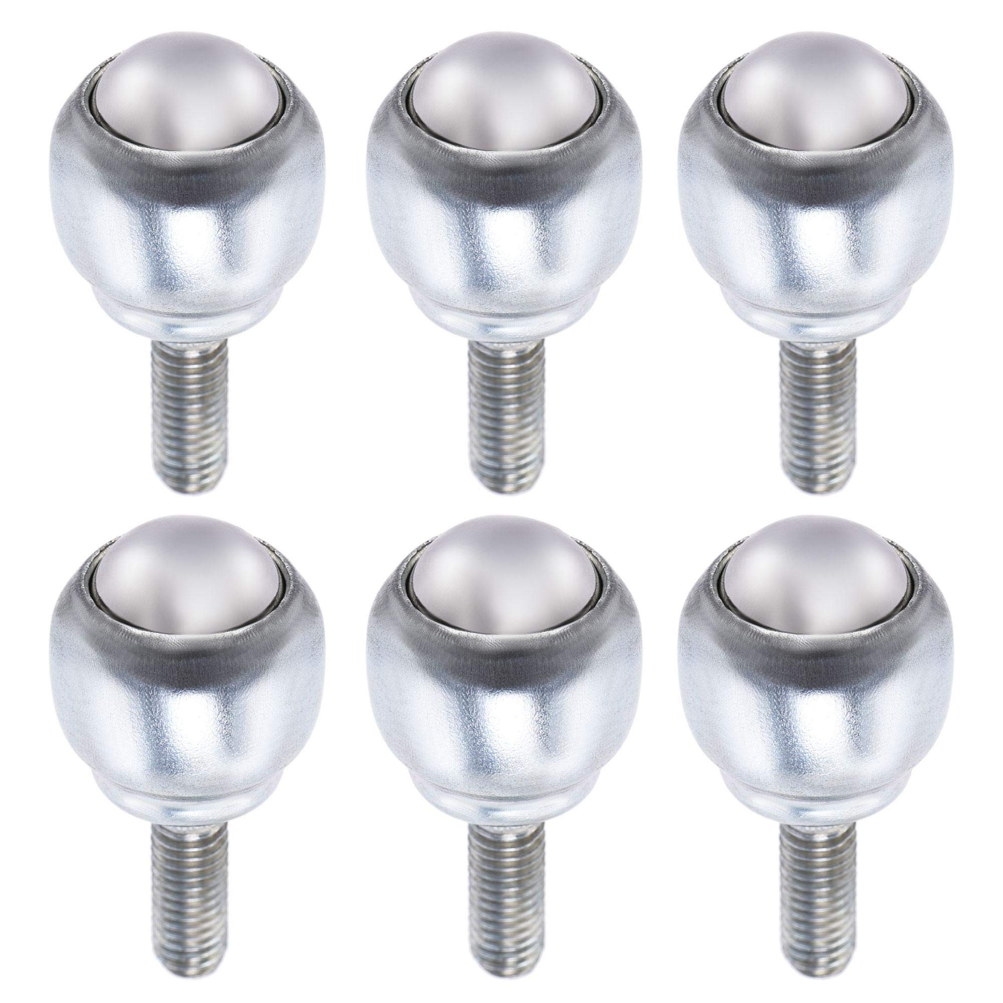 sourcing map Ball Transfer Bearing Unit 12mm 17Lbs Carbon Steel Bolt-fixing Type for Transmission Pack of 6