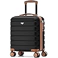 Flight Knight Carry On Suitcase 18x14x8 Hardside Built In TSA Lock & USB Port Lightweight Luggage Silent Double Spinner Wheels Maximum Underseat Carry-On Bag For American & United Approved Airlines