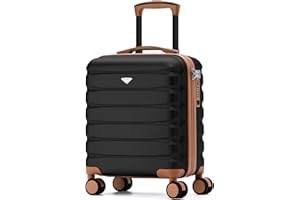 Flight Knight Carry On Suitcase 18x14x8 Hardside Built In TSA Lock & USB Port Lightweight Luggage Silent Double Spinner Wheels Maximum Underseat Carry-On Bag For American & United Approved Airlines