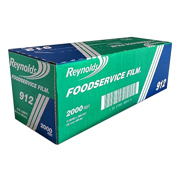 REYNOLDS 912 FOODSERVICE CLEAR PLASTIC WRAP FILM, 15 INCH WIDTH, 2000 FEET