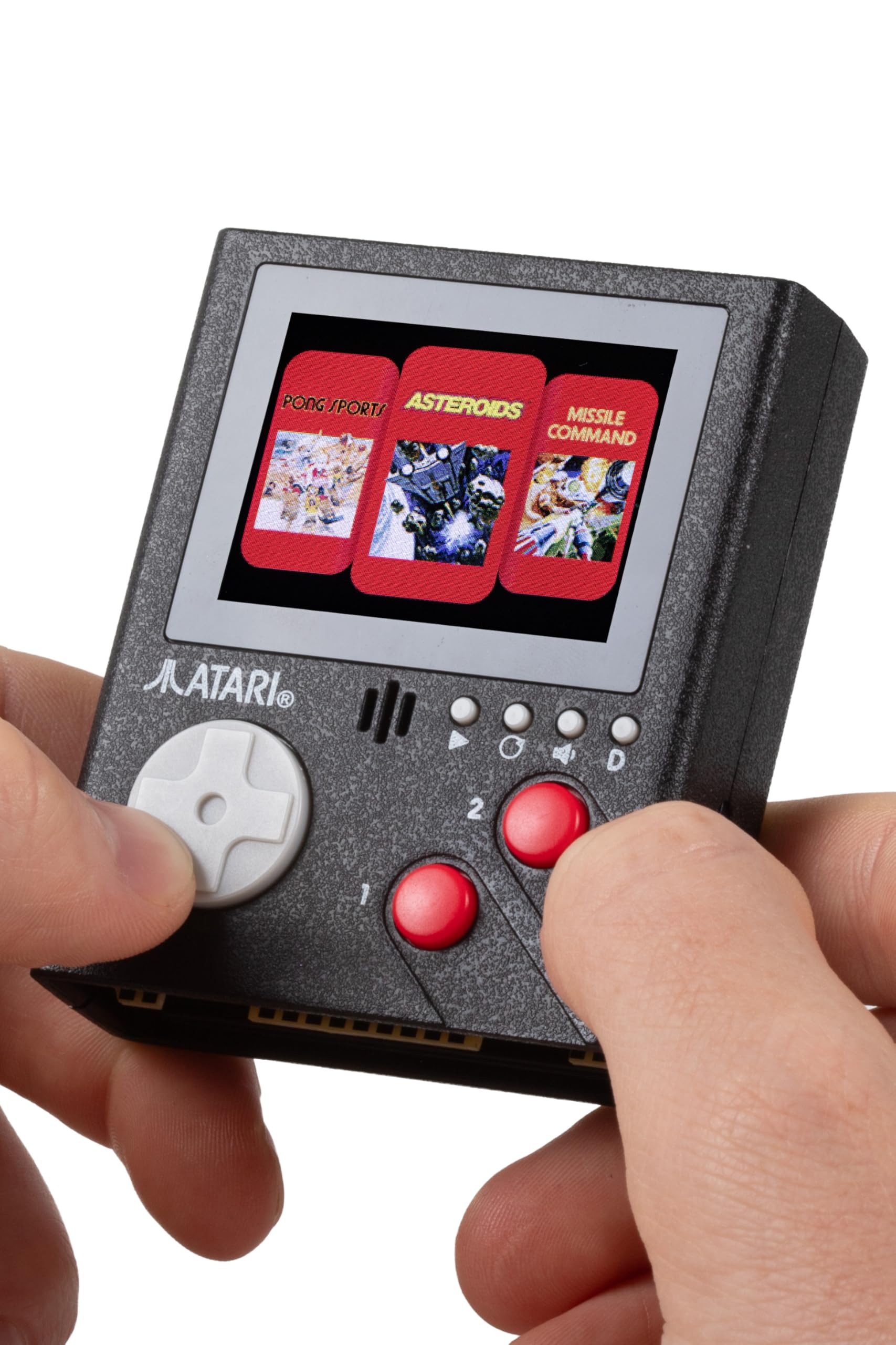 Official Atari Cartridge Handheld Mini Arcade Console with 3 Games - Pong, Asteroids & Missle Command, 2" Colour Screen, Keyring, Gaming Gift for Him and Her