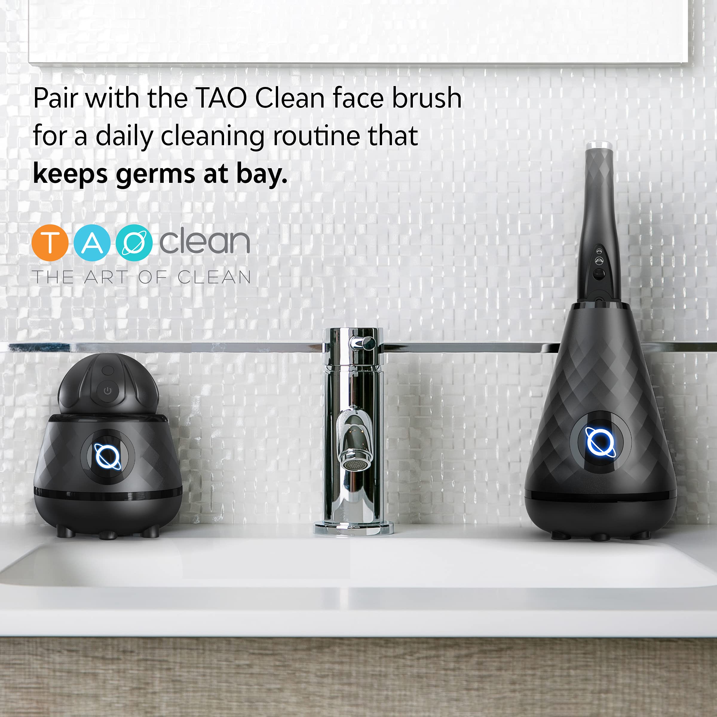 Tao Clean UV Sanitizing Sonic Toothbrush and Cleaning Station, Electric Toothbrush, Dual Speed Setting, Black