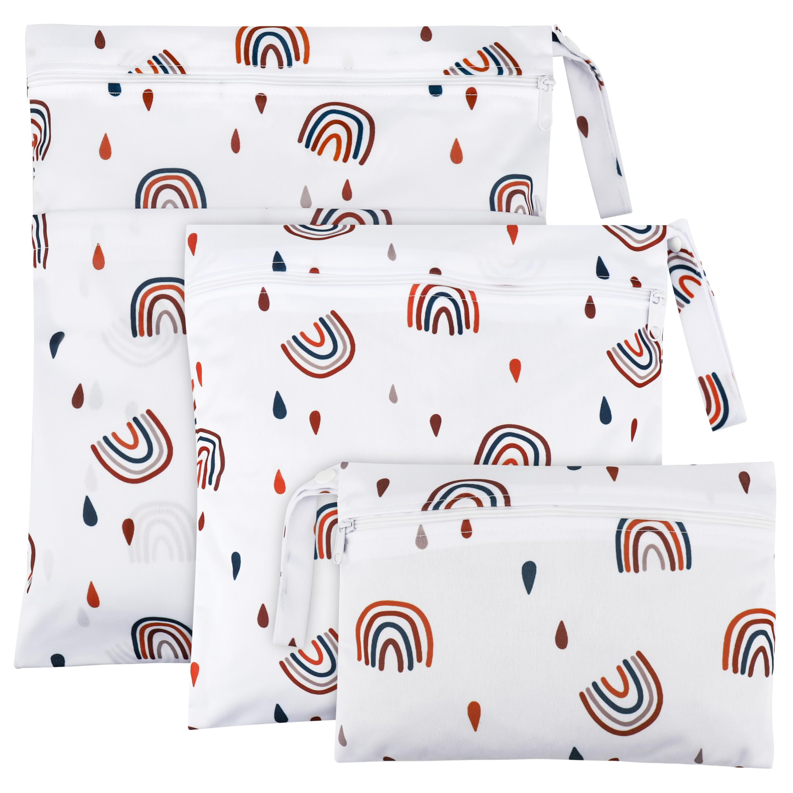 Zocipro 3Pcs Wet Bag, Reusable Wet Dry Bag with Zip, Waterproof Wet Swimsuit Bag, Baby Nappy Wet Bag for Travel Beach Camping Gym Swimming