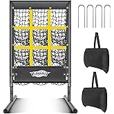 PLAYAPUT Pitching Net, 9 Hole Baseball Pitching Net with Strike Zone,Height Adjustable Softball Baseballs Net For Pitching,Throwing,Hitting Accuracy,Baseball Pitching Target With Sandbags,Ground Stake