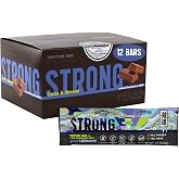 Strong Bar Protein Bars, 22g Protein, Cacao &amp; Almond, 12 Bars | Protein Bars for Athletes, 10g Fiber, 8 Simple Ingredients, Made in Japan