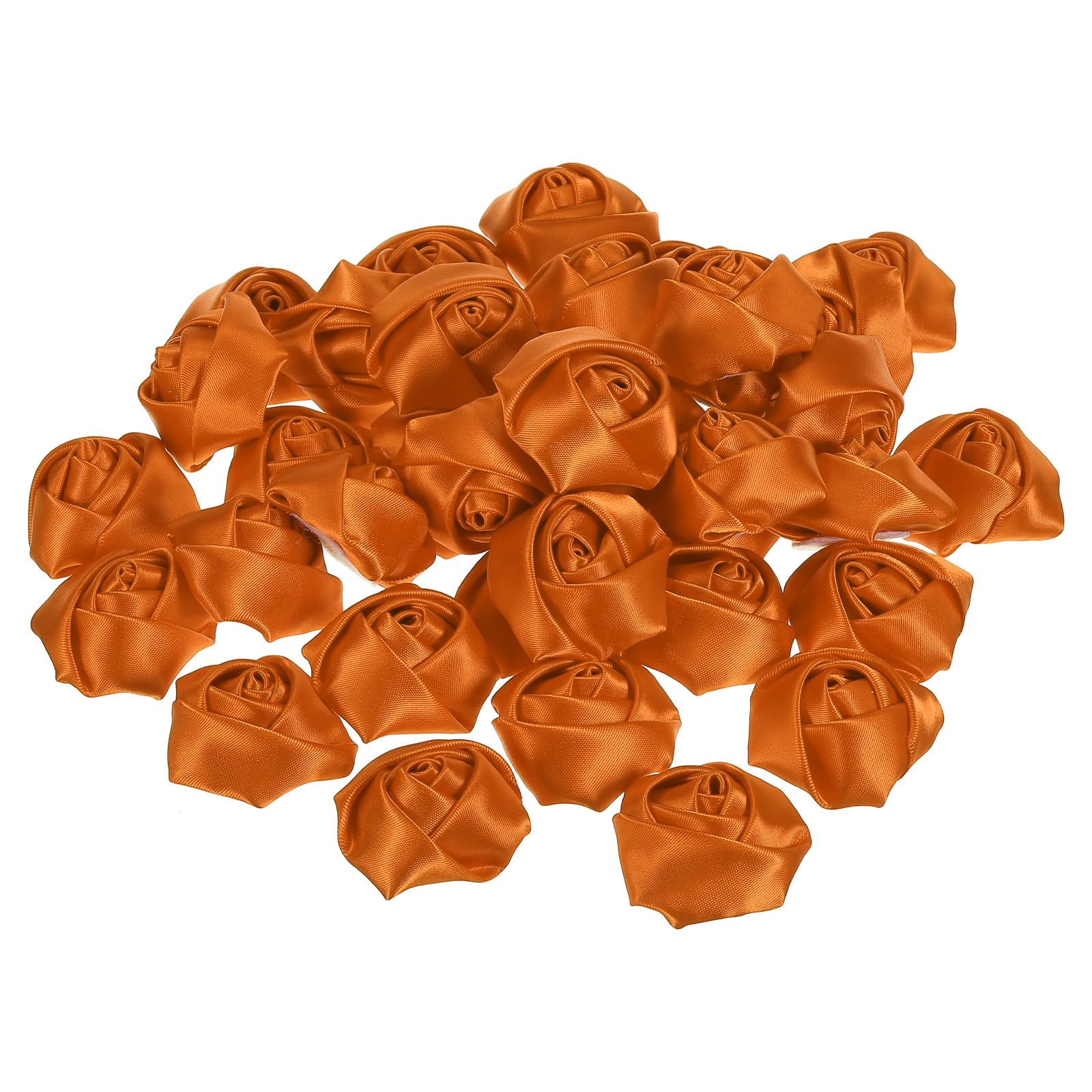 PATIKIL 1.6" Satin Ribbon Roses, 20 Pack Artificial Flowers Roses Heads Handmade Fake Flowers Fabric Flowers for Crafts Wedding Bouquet, Gold Tone