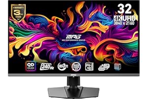 MSI MPG 321URX QD-OLED, 32" 4K UHD Quantum Dot OLED Gaming Monitor, 3840 x 2160, 0.03ms, 240Hz, True Black HDR 400, 90W USB Type C, HDMI, DP Port