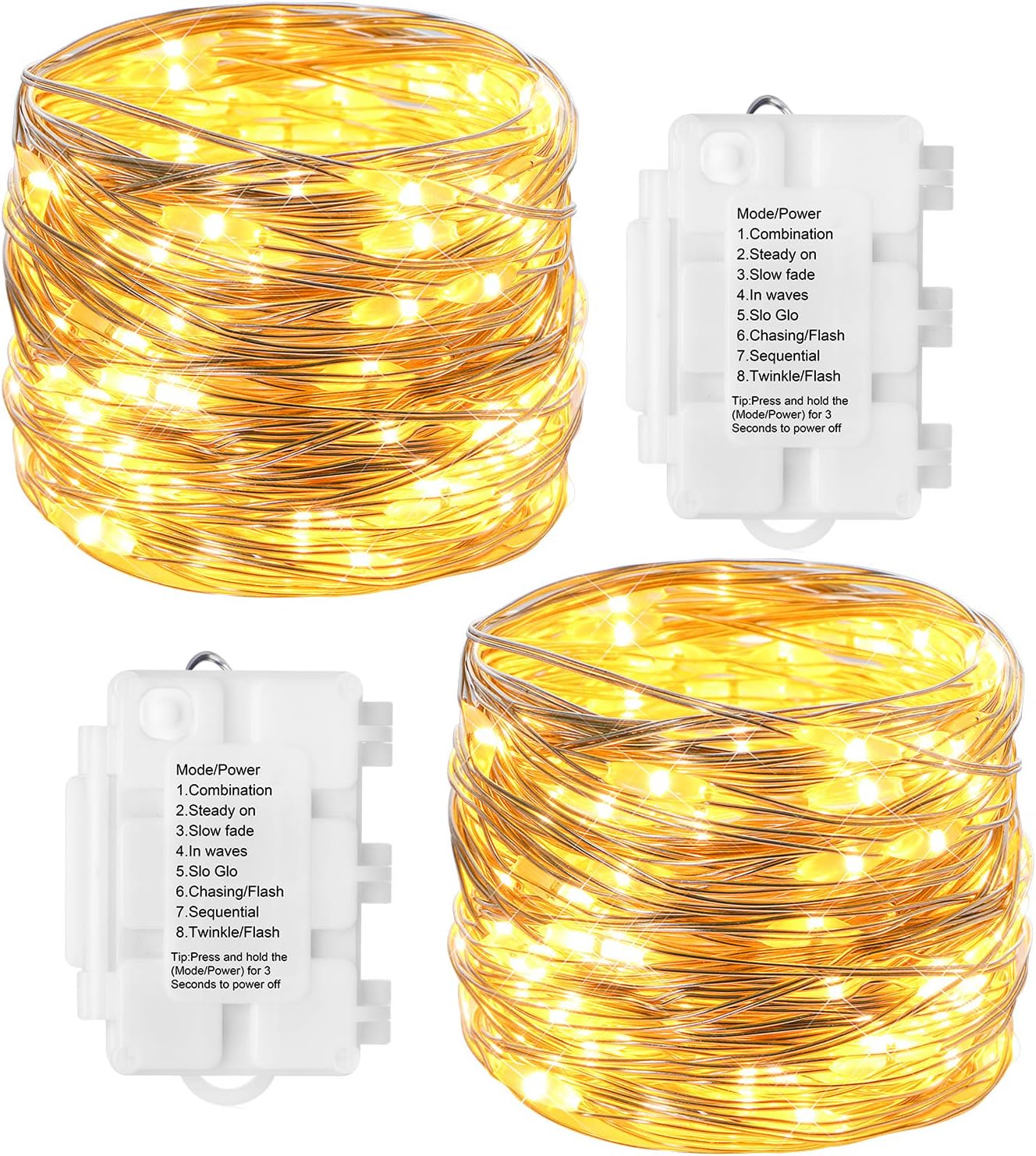 Waterproof Battery Box Silver Fairy Lights 100 Lights, 2 Amazon.co.uk