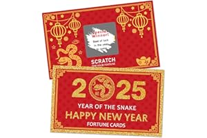 YANGMICS DIRECT Chinese New Year - 2025 Year of the Snake Party Scratch Off Fortune Cards - 30 Count-Chinese Style Scratch Off Fortune Cards-Families Reunion Game -Chinese Elements Lucky Blessing Cards
