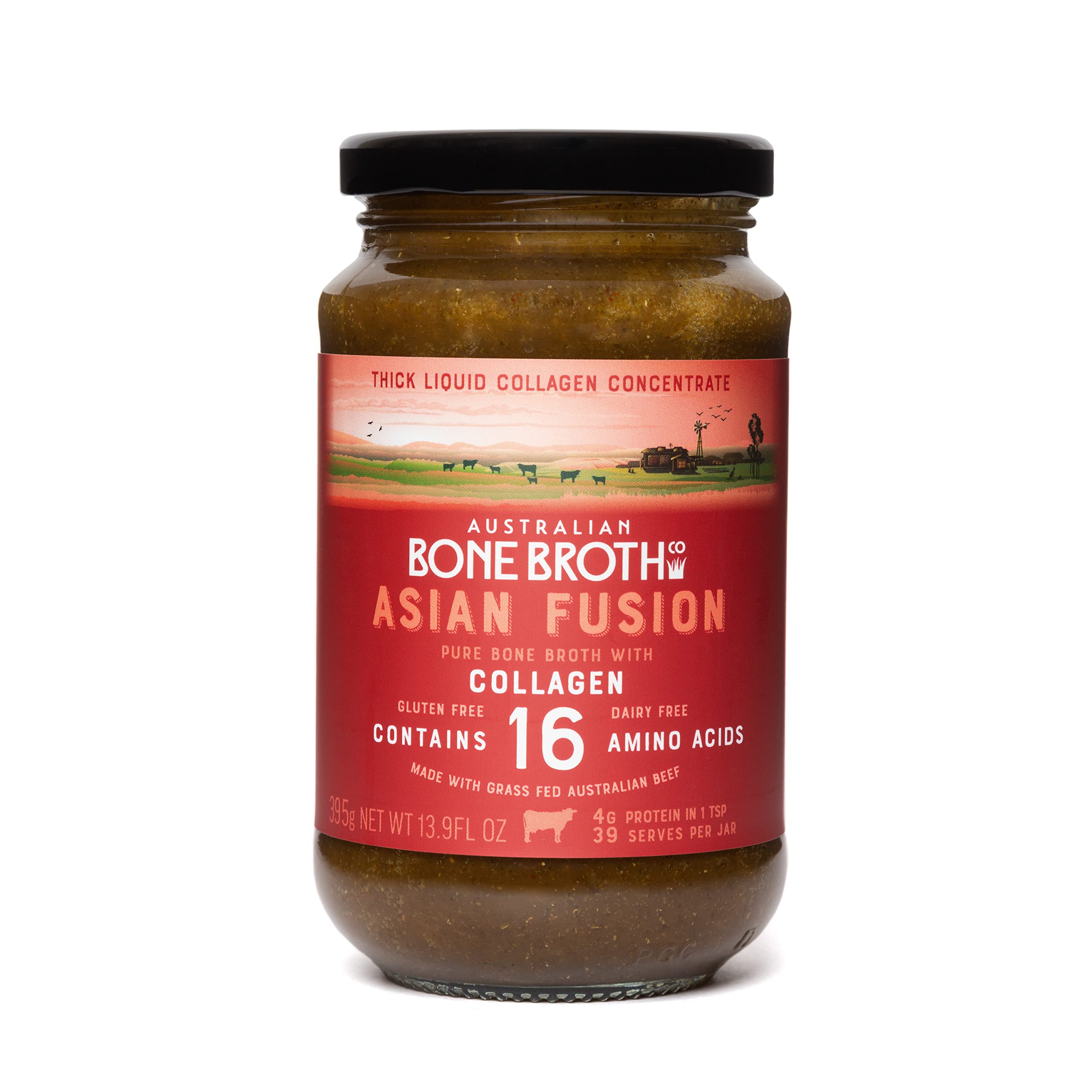Australian Beef Bone Broth Concentrate – Asian Fusion with Grass-Fed Collagen- Spicy, Salty & Sweet Flavors -Instant Spicy Beverage- Gut, Digestion and Immune Support. 395g