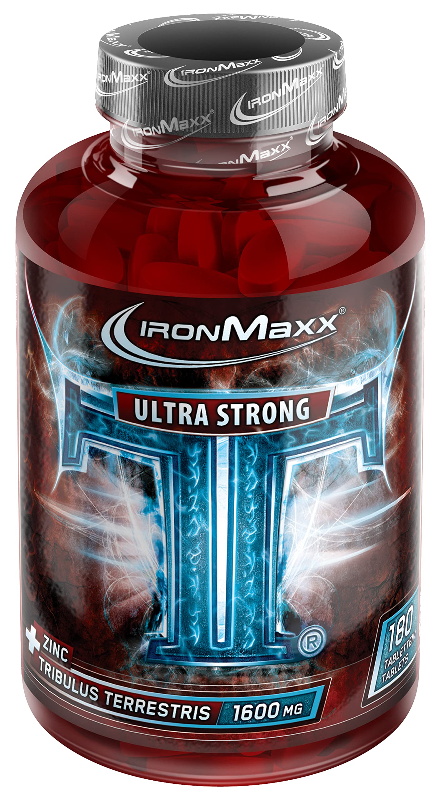 IronMaxx TT Ultra Strong Tablets, Tribulus Terrestris Extract Supplement with Zinc and Magnesium, 1 x Bottle of 180 Tablets