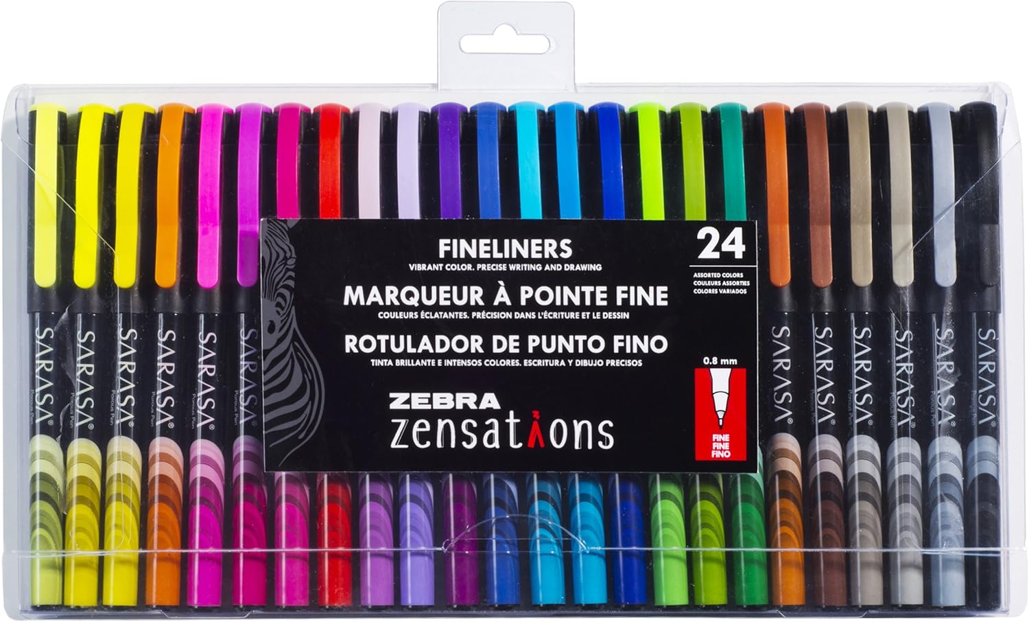 Zebra Pen Zensations Sarasa Fineliner Pen, 0.8mm, Metal Reinforced Tip