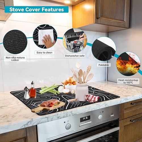 Stove Top Cover Mat For Electric & Induction Cooktops - Heat Resistant Protector, 28.5x20.5 Inches