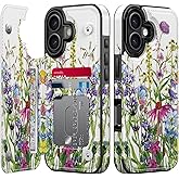 Goodon for iPhone 17 Case Wallet - Flip Folio Leather Cover with Trendy Floral Design, 3 Card Slots & Kickstand Function, Stylish Protective Phone Case for Women and Girls - Blooming Wildflowers