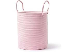 Kodomoore Laundry Basket Hamper – Woven Cotton Rope Nursery Hamper for Clothes, Blankets, Yoga Mat – Boho Basket for Living R