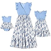 IFFEI Mommy and Me Dresses Outfits Family Matching Dots Pink Ruffle Flutter-Sleeve Dress for Mother and Daughter