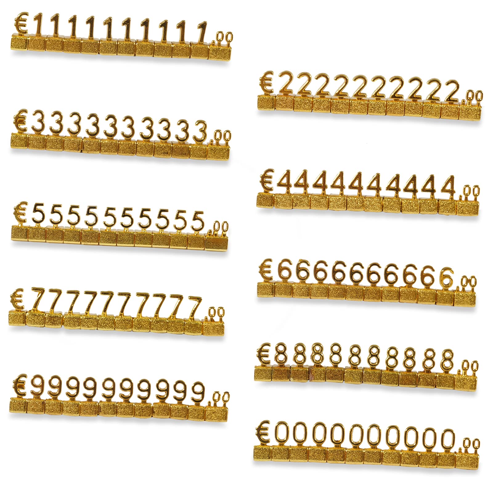 Boxonly 10PCS Digital Price Tag EUR € Price 3D Metal Shelving Adjustable Cube Kit Pricemarker Labels for Jewelry Watch Shop Office Display Gold
