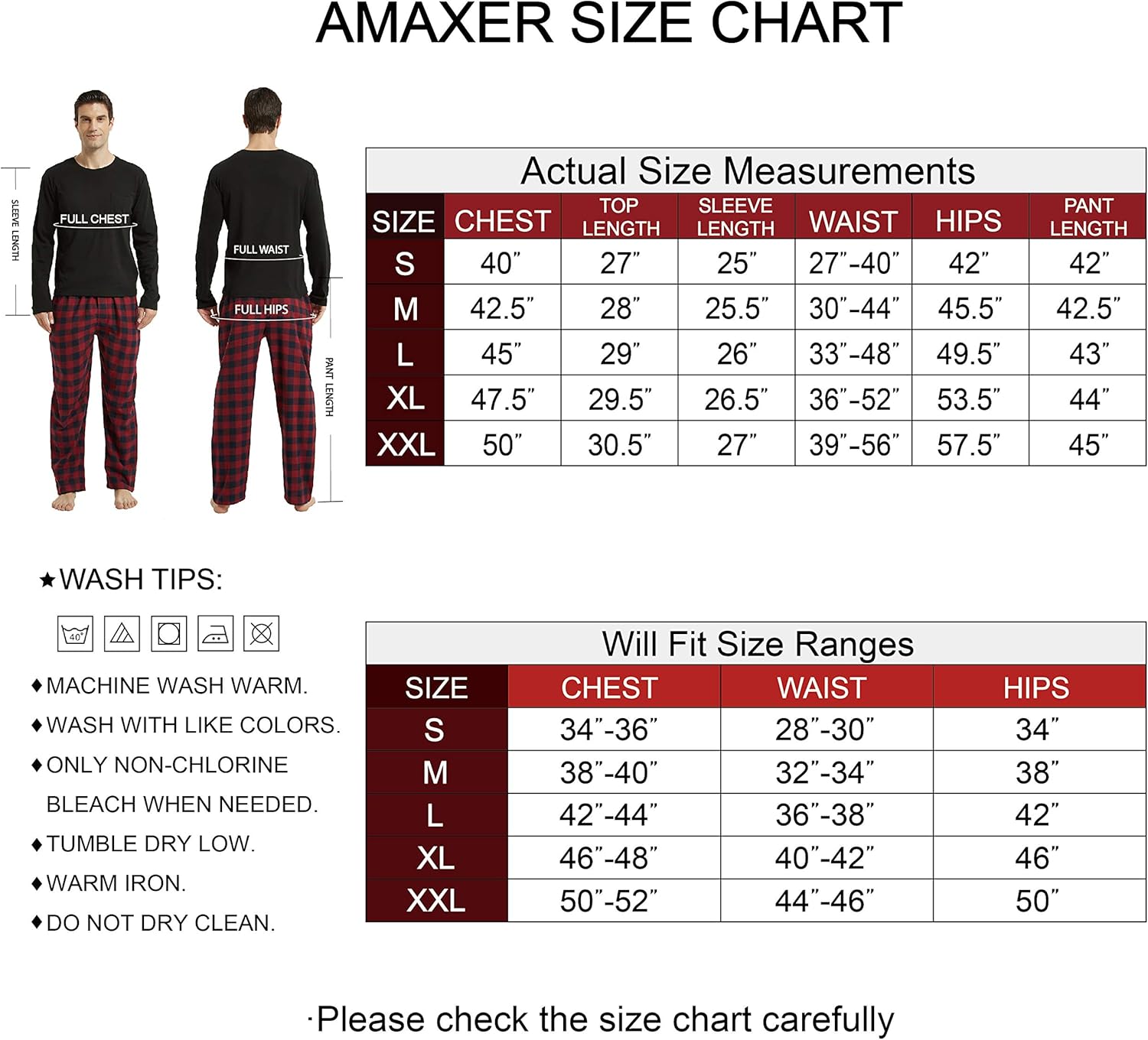 Amaxer Men's 100% Cotton Pajama Set Plaid Pants Crewneck Top Long Sleeve Pjs Soft Warm Lounge Set 2 Pcs Great Gift at  Men’s Clothing store