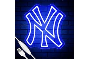 YUNYEENEEN NY Baseball Neon Sign, New York Cool Light Up Dimmable NY Baseball Team Logo Hanging Led Neon Sign for Wall Decor, Bedroom, Party, Man Cave, Garage, Birthday Christmas Gift for Baseball Fans