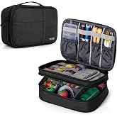 BUBM Double Layer Sewing Storage Organizer with Detachable Dividers, Black | Medium Storage Case for Sewing Kits &amp; Supplies, Bag Only