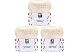 One With Nature Feminine Cleansing Bar 3Pack 3.5oz Fragrance-Free Soap Bar, Dermatologist Tested, Probiotics, Apple Cider Vinegar, Omega Fatty Acids, Oatmeal, Gentle Cleanser for Face, Body