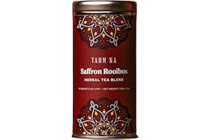 Tahmina Saffron Rooibos Caffeine Free Tea: South African Herbal Blend with Afghan Saffron, 12 Biodegradable Pyramid Tea Bags, Makes 36 Cups of Tea (1 Pack)