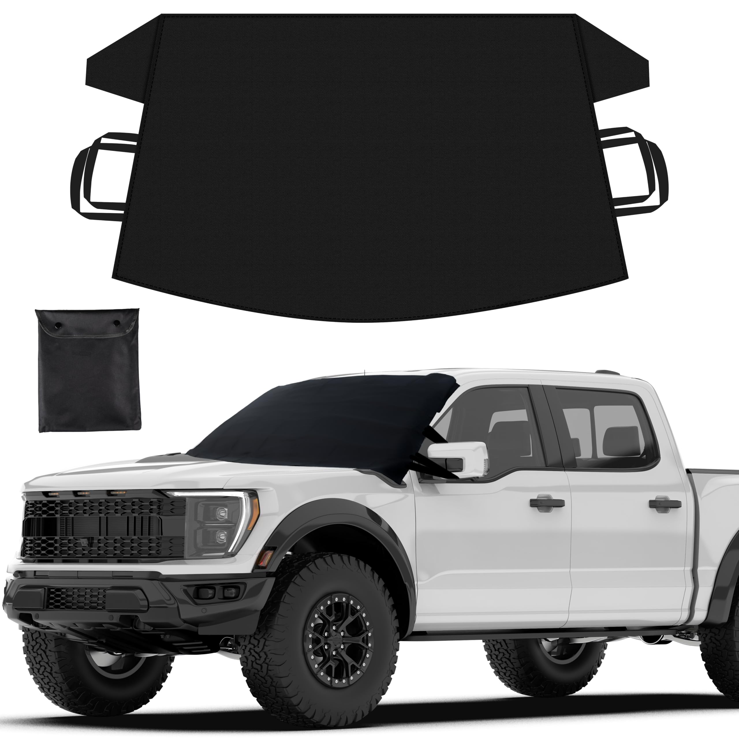 Photo 1 of EcoNour Windshield Cover for Ice and Snow | Durable 600D Oxford Fabric | Waterproof Winter Car Cover for Pickup Truck, SUV & Mini Van | Essential Car Winter Accessories | X-Large (74"x43")